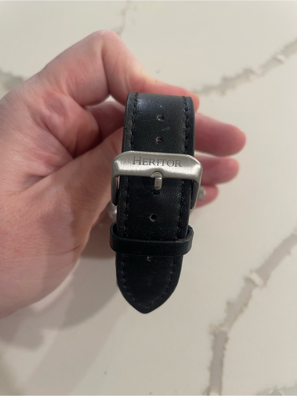 Heritor Men's Black Leather Automatic Watch - Picture 4 of 4